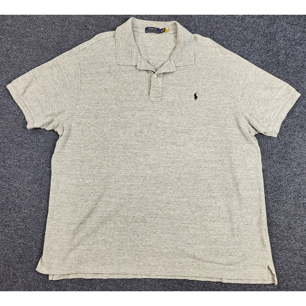 Polo Ralph Lauren Mens Classic Fit Shirt‎ Dark Gray Heather/Black Logo Sz 3XB